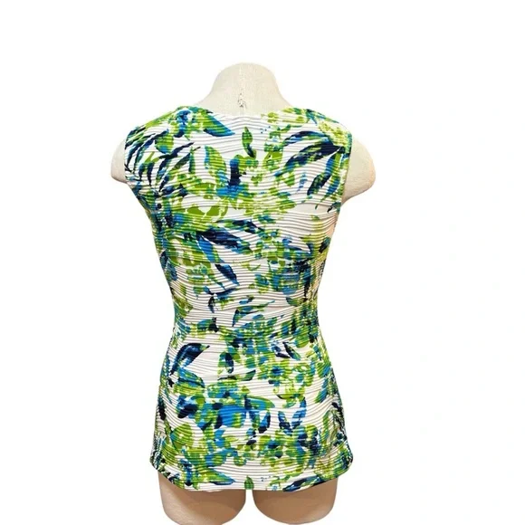 Joseph Ribkoff Womens Top Blue Green Floral Textured Sz. 10 - Picture 4 of 6